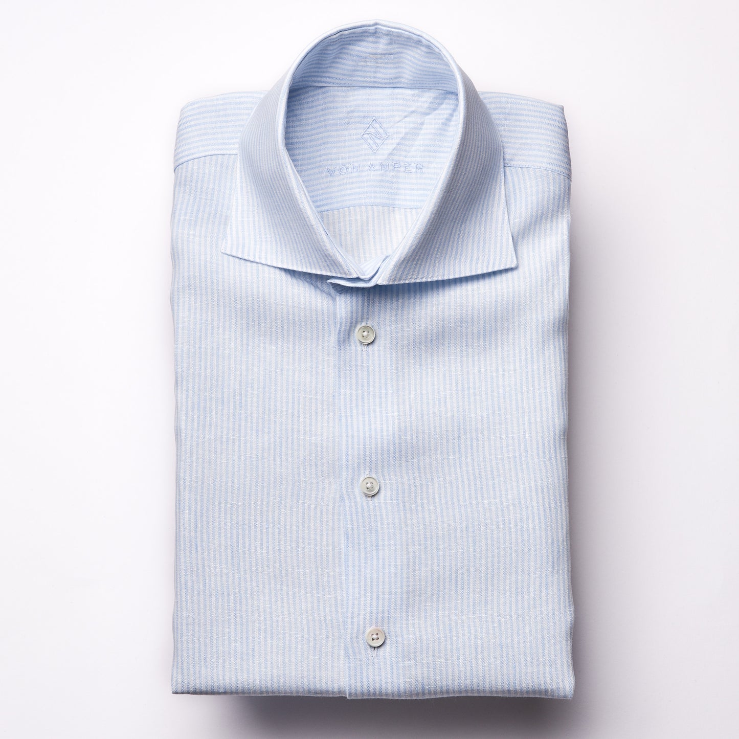 Shirt - linen - white/light blue - striped