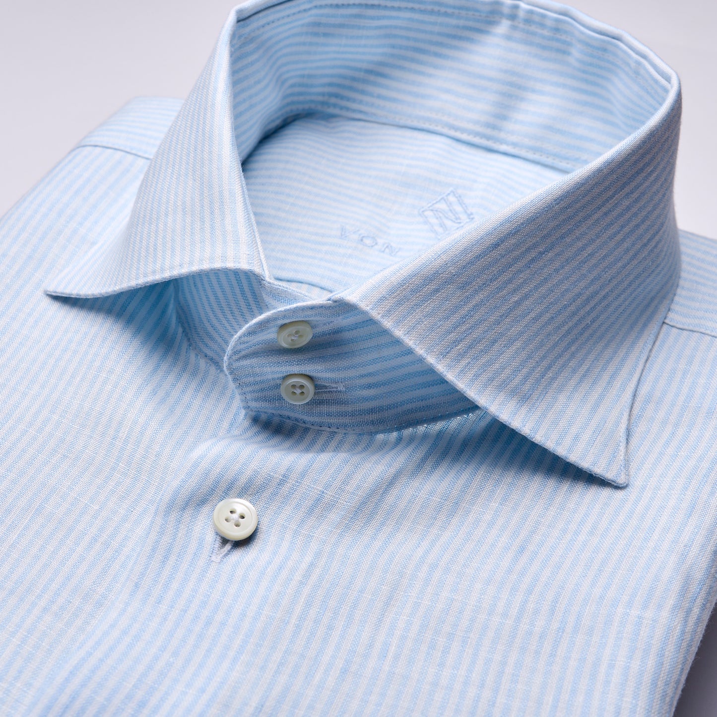 Shirt - linen - white/light blue - striped