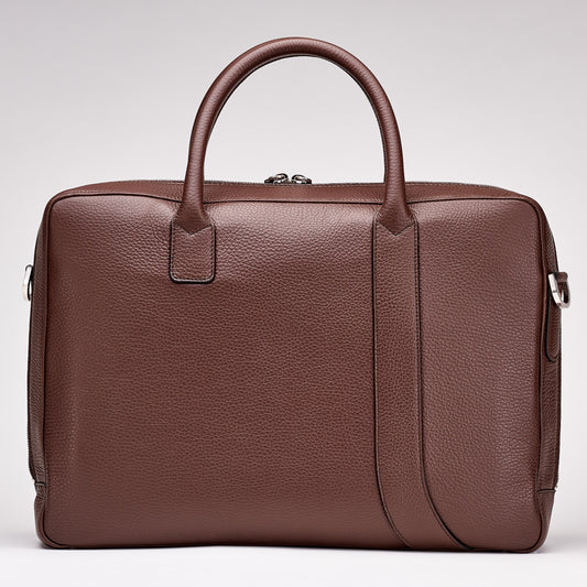 Asymmetrical Briefcase - Dark Brown