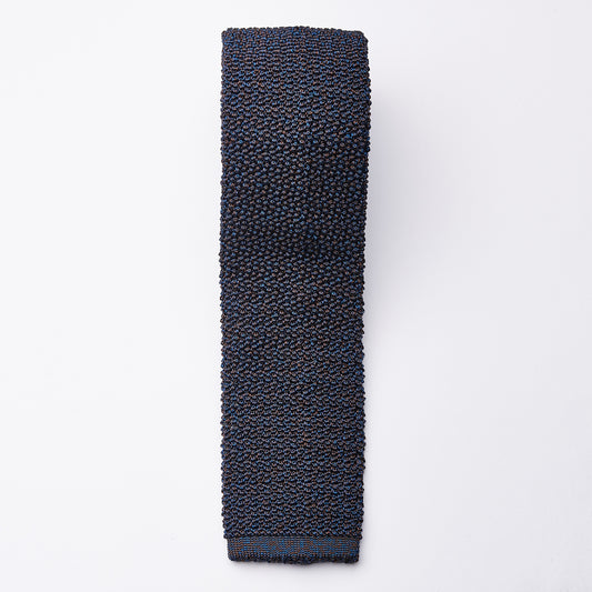 Knitted silk tie in blue - brown