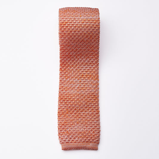 Orange silk knitted tie