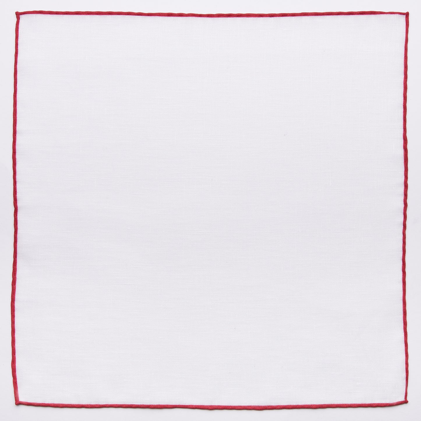 White pocket square with a red edge made of pure linen