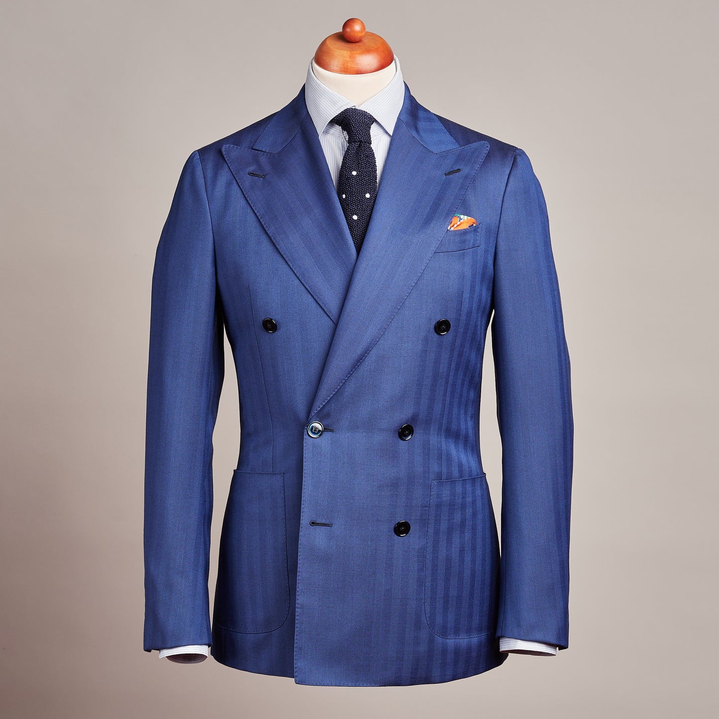 Suit - Wool - Blue - Herringbone