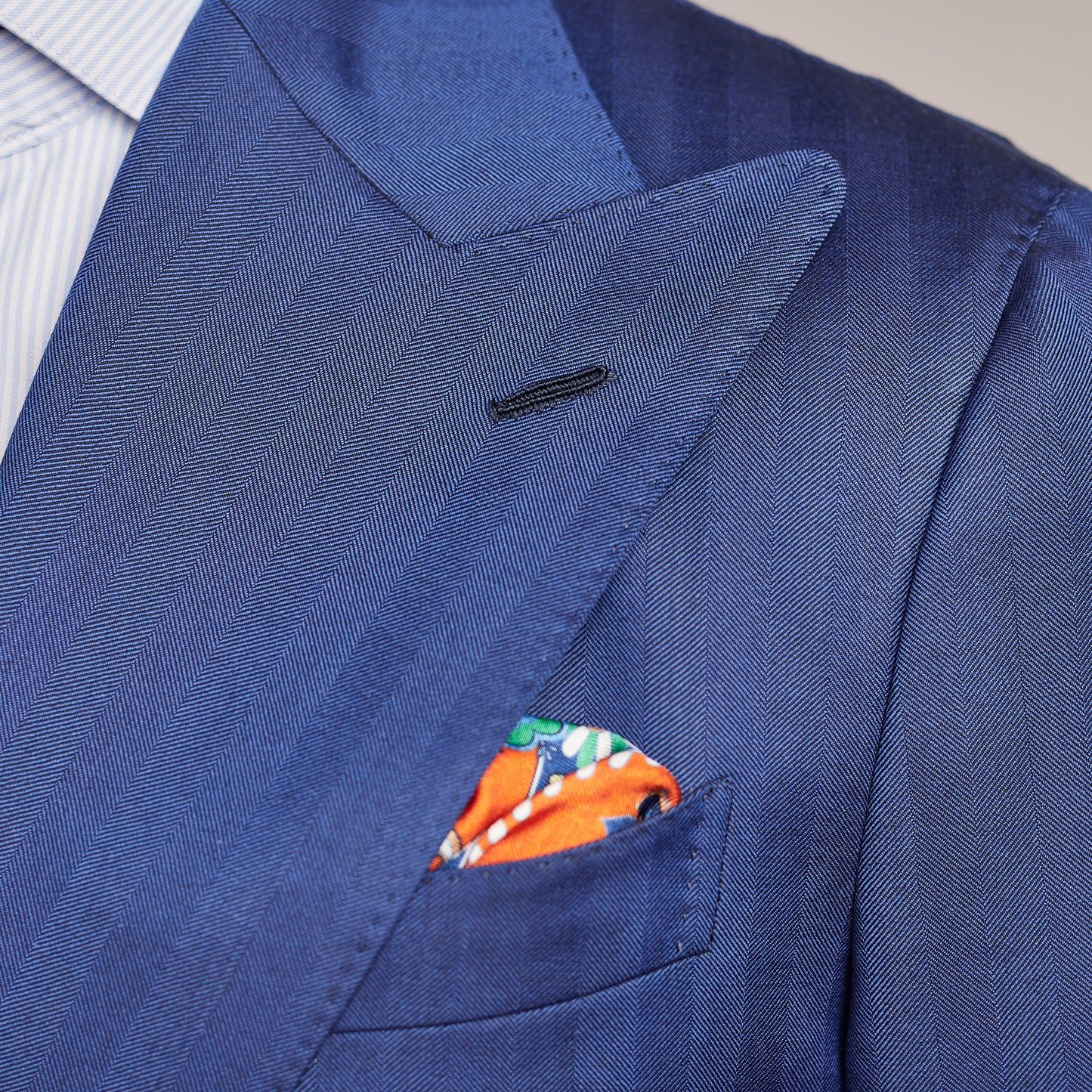 Suit - Wool - Blue - Herringbone