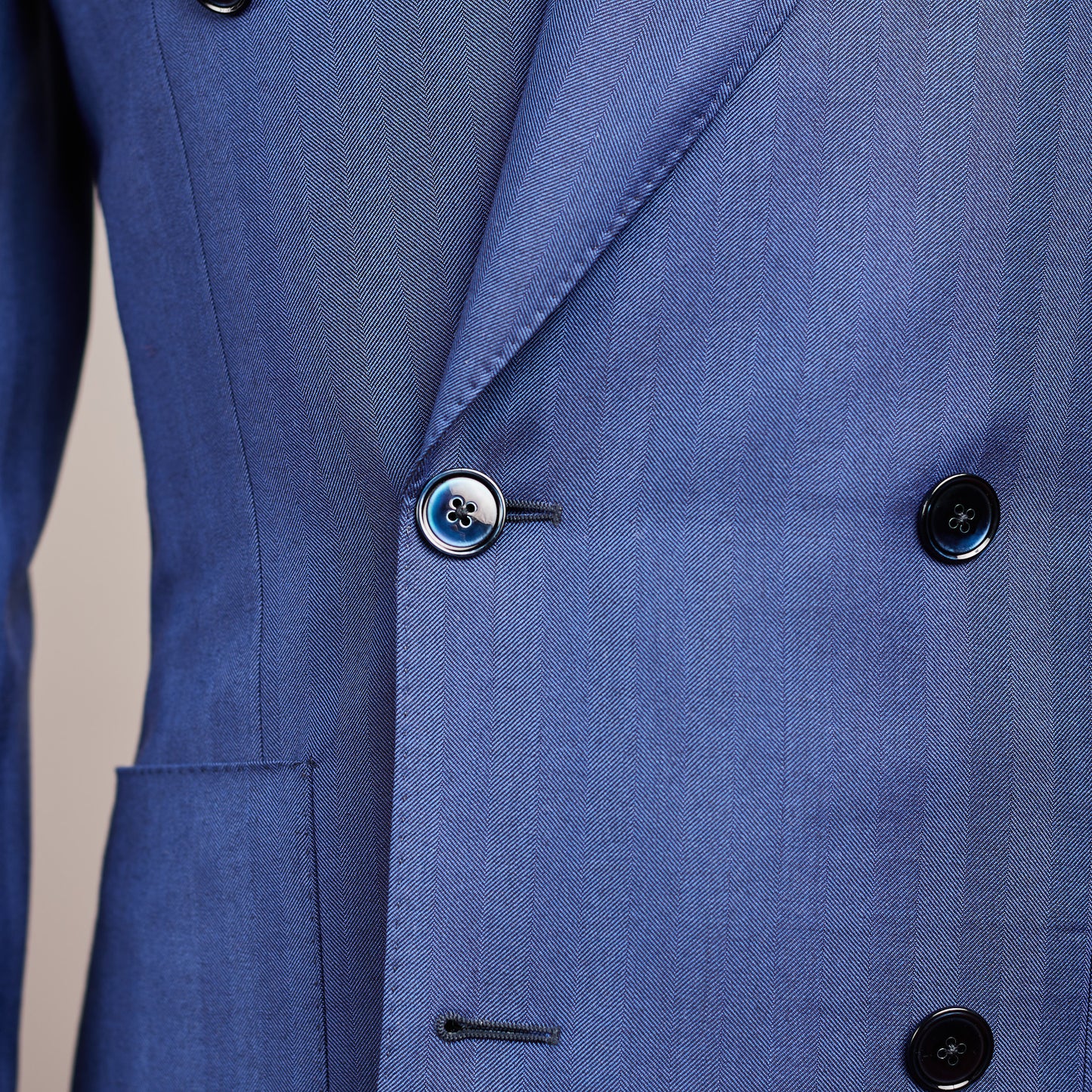 Suit - Wool - Blue - Herringbone