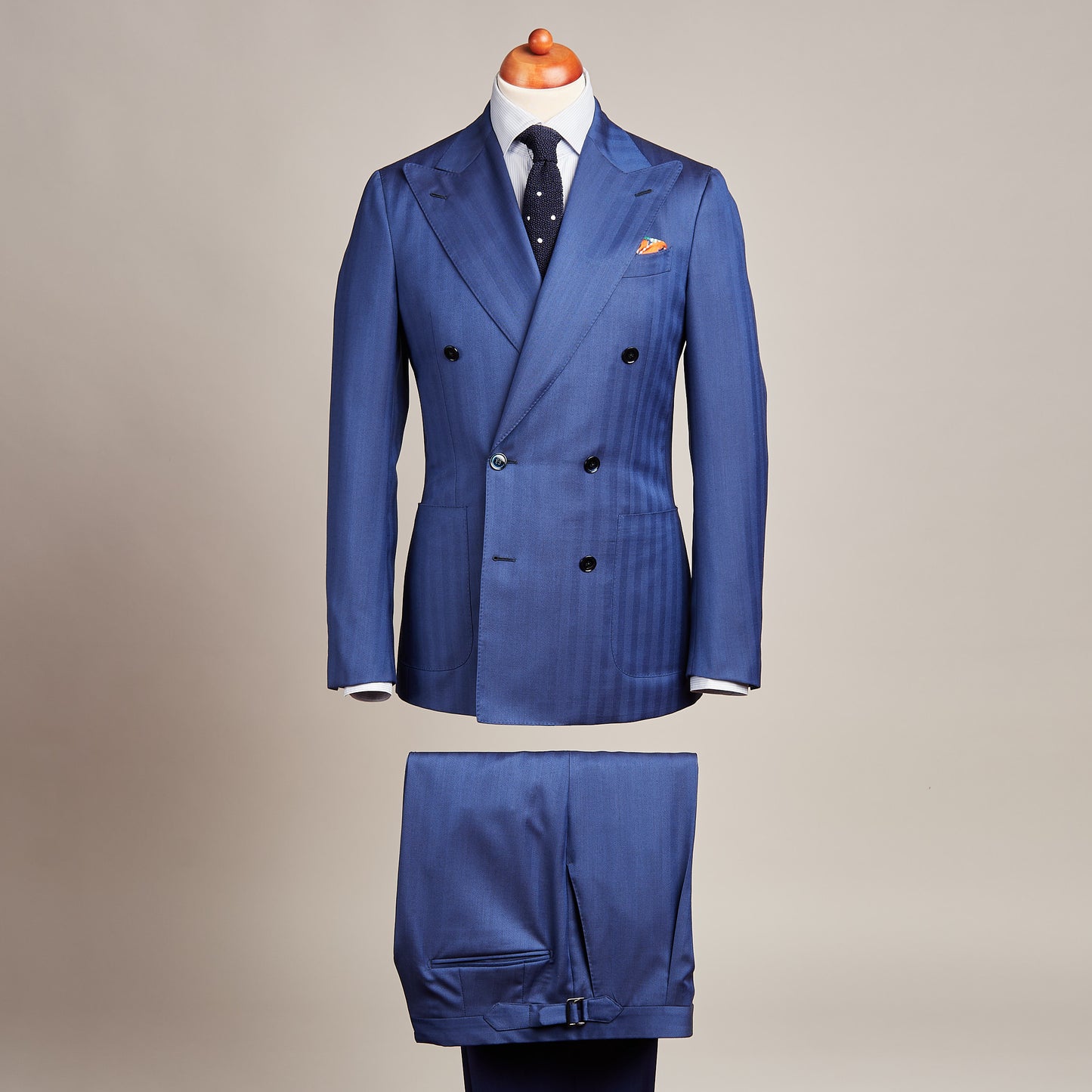 Suit - Wool - Blue - Herringbone