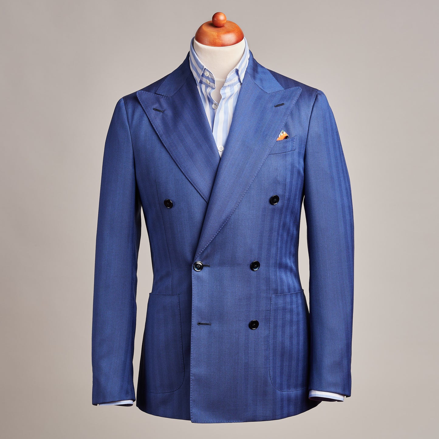 Suit - Wool - Blue - Herringbone