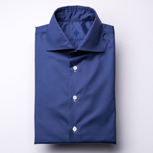 Shirt - twill - dark blue - plain