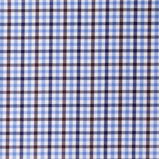 Shirt - twill - blue/brown - checked