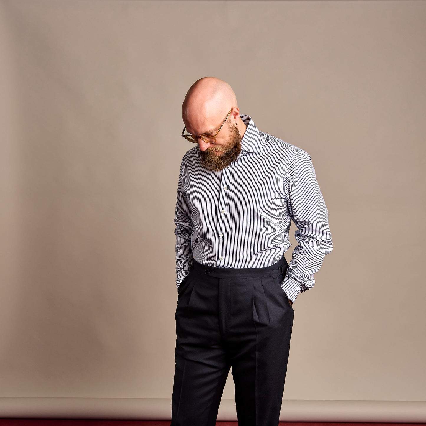 Shirt - Poplin - dark blue/white - striped