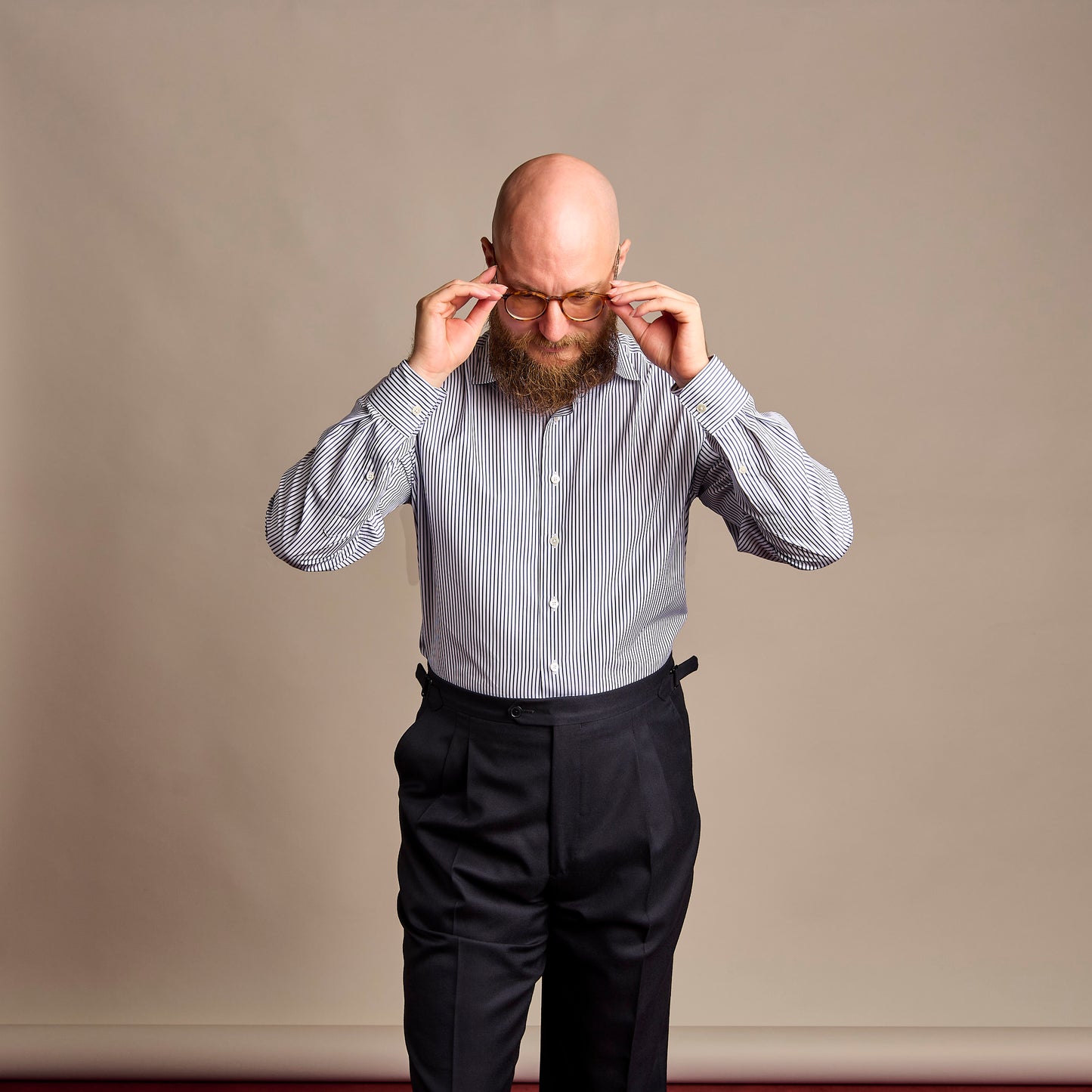 Shirt - Poplin - dark blue/white - striped