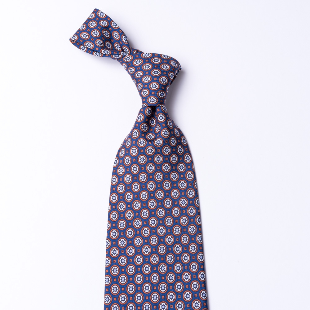 Krawatte mit Blumenmuster Blaue Seide aus